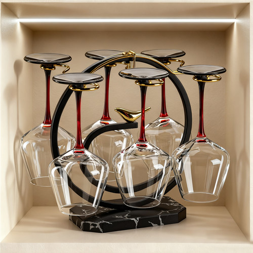 轻奢高脚吊杯酒架装饰摆件