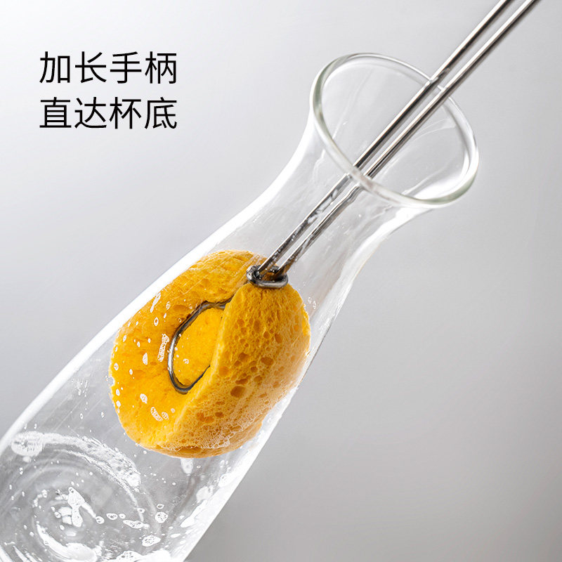 304不锈钢可替换木浆海绵瓶刷图片