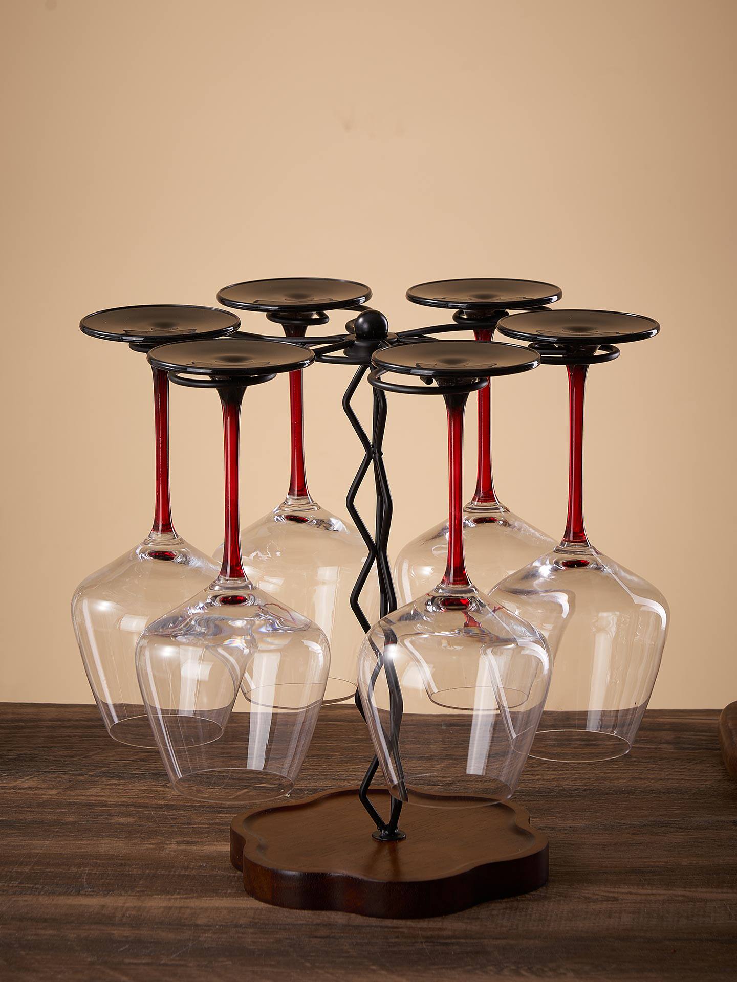 旋转创意红酒杯架倒挂客厅酒柜高脚杯悬挂展示架子酒柜收纳架摆件