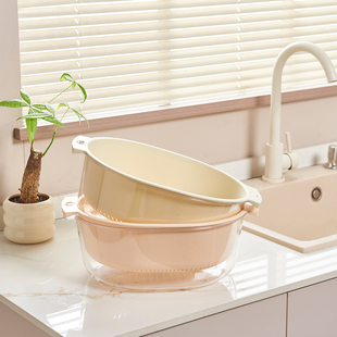 双层沥水篮新款 水果篮家用洗菜盆洗水果滤水漏网篮菜篮厨房收纳篮