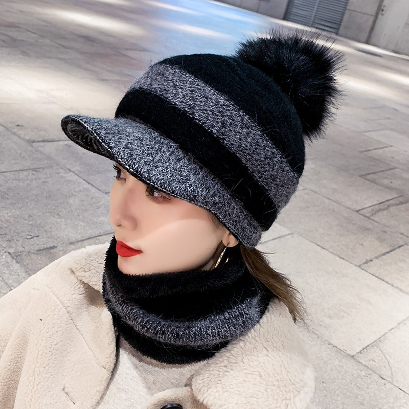 帽子女秋冬韩版潮护颈围脖针织骑车帽保暖时尚百搭加绒毛线鸭舌帽,服饰配件/皮带/帽子/围巾,帽子,淘宝优惠券,粉丝福利购,淘宝优惠卷