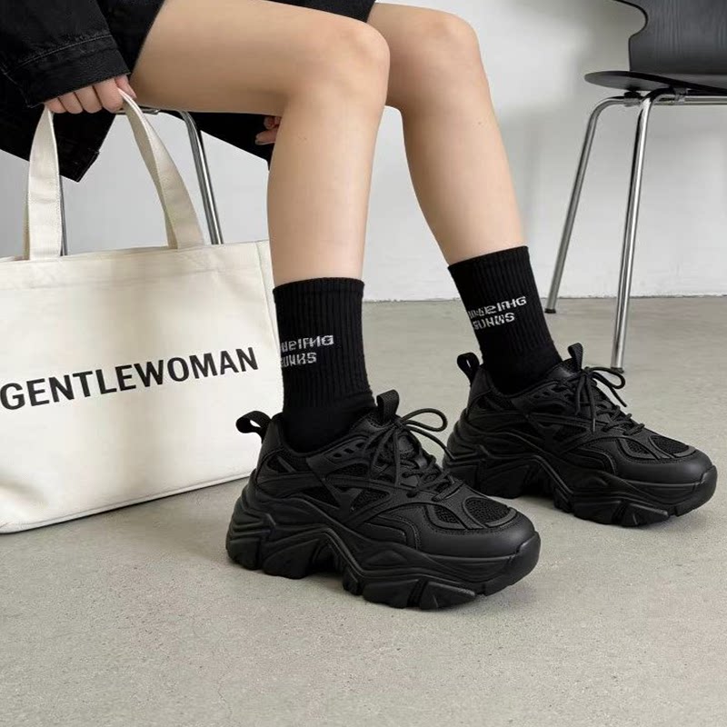 厚底老爹鞋女小个子增高超轻型春夏薄款新款运动休闲鞋软底不累脚