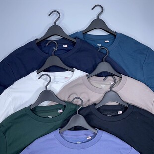 老百姓 元 日系美国棉基础打底丝滑舒适圆领长袖T恤男加厚双面布