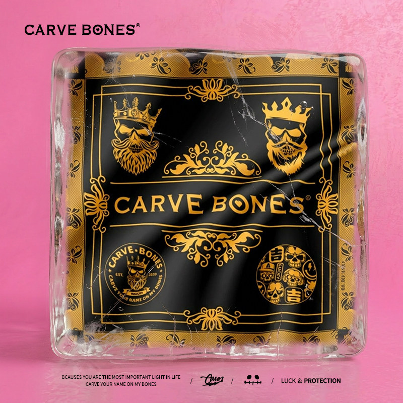CARVE BONES潮流真丝巾飘带刻骨原创设计桑蚕丝街头复古披肩金色