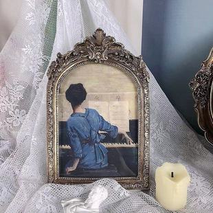 法式 饰挂画 复古钢琴油画桌面摆件轻奢相框客厅卧室办公桌背景墙装