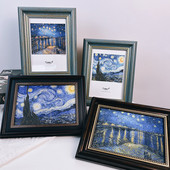 梵高星月夜星空艺术摆件美式 饰画油画客厅玄关餐厅相框挂画 复古装
