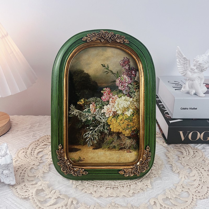 法欧式雕花相框客厅玄关复古摆件装饰画艺术轻奢奶油壁画挂墙画框图片