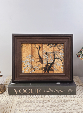 中式樱梅柳图古典油画相框复古摆件餐厅客厅玄关名画装饰画挂画