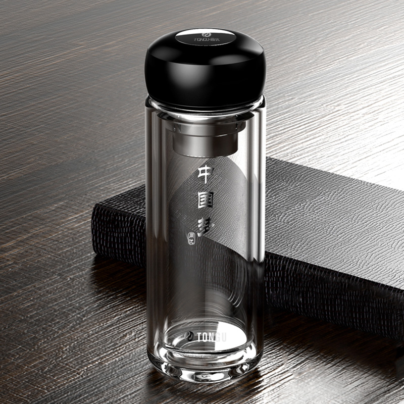 同优双层玻璃杯男士家用高档商务水杯便携透明隔热茶杯水晶杯子女