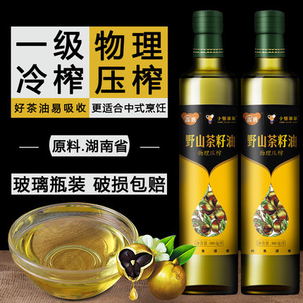 500ml小强笨笨冷榨野山茶油初榨一级食用油月子油茶籽油纯正茶油