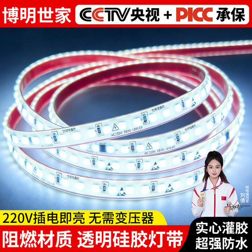 220v自粘灯带led灯条柔性硅胶