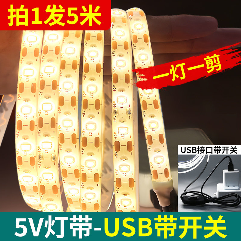 5v低压超亮充电宝电池款USB灯带图片