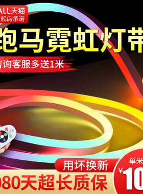 led灯带柔性跑马流水七彩变色客厅RGB户外防水工程招牌霓虹软灯条