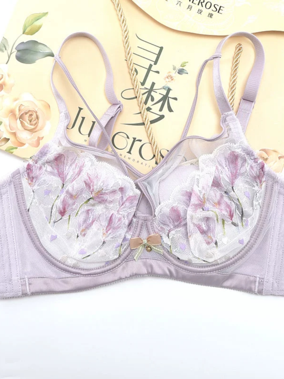 新款六月玫瑰文胸软钢圈三排扣BC超薄水晶杯时尚内衣调整胸罩6311