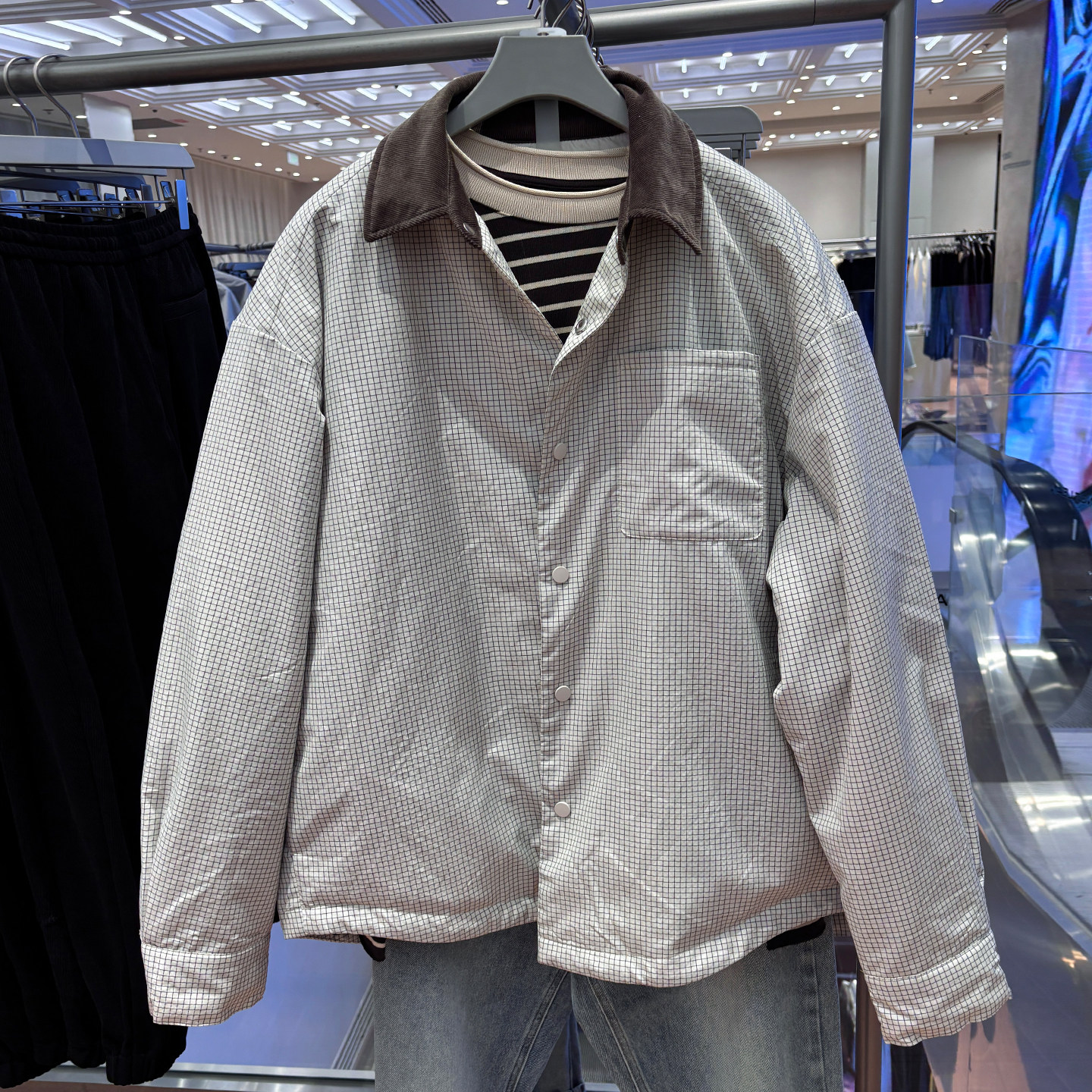 za obasov男装2025冬装新款拼接翻领棉服夹克外套上衣umf150049