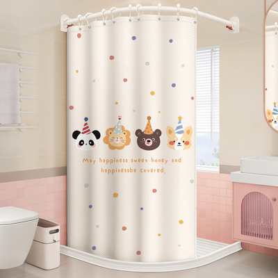 2024新款浴帘弧形免打孔防水防霉