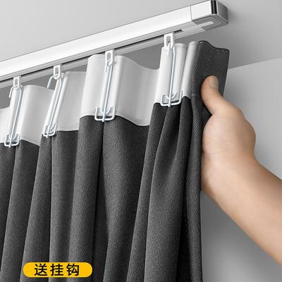小窗帘全遮光挂钩式轨道滑轨一整套飘窗阳台短帘2024新款免打孔布