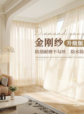 金刚纱客厅纱帘透光不透人法式柯桥纱窗帘白纱遮光2025新款幻影纱