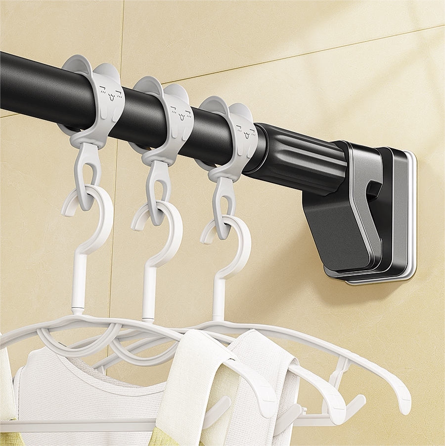免打孔伸缩晾衣杆卫生间凉衣防风固定扣多功能衣服夹子阳台晒衣架