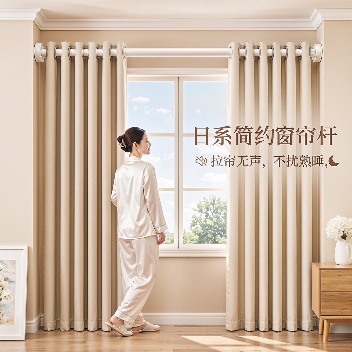 特厚静音免打孔伸缩罗马杆图片