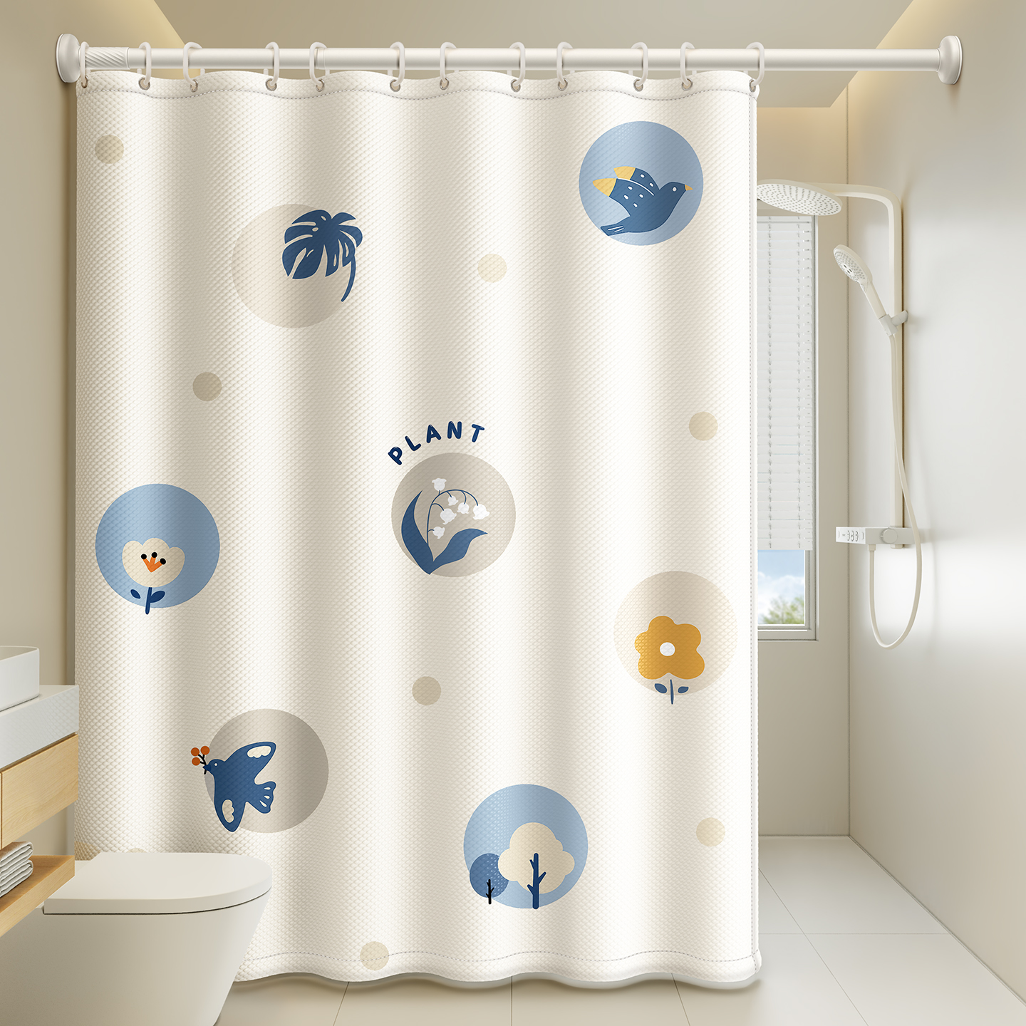 2025新款防水防霉隔断浴帘免打孔