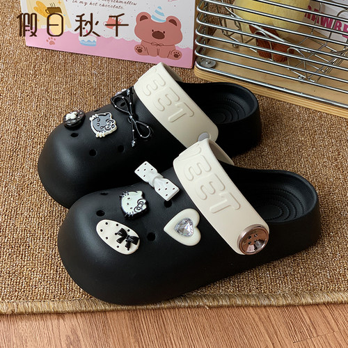 假日秋千网红可爱kt猫足弓洞洞鞋