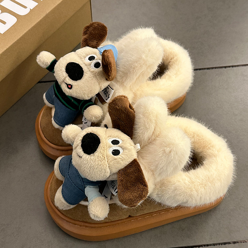 可爱掌门狗冬季外穿保暖雪地靴