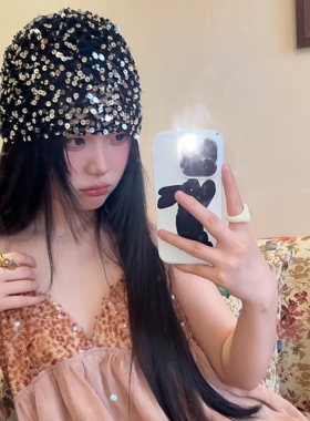 韩系亮片堆堆帽子女时髦百搭