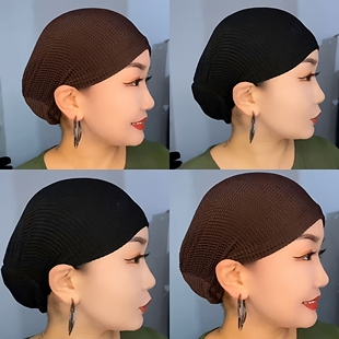 四季网格帽子透气老人帽收发束发帽遮白发松紧帽简单打底帽包头帽