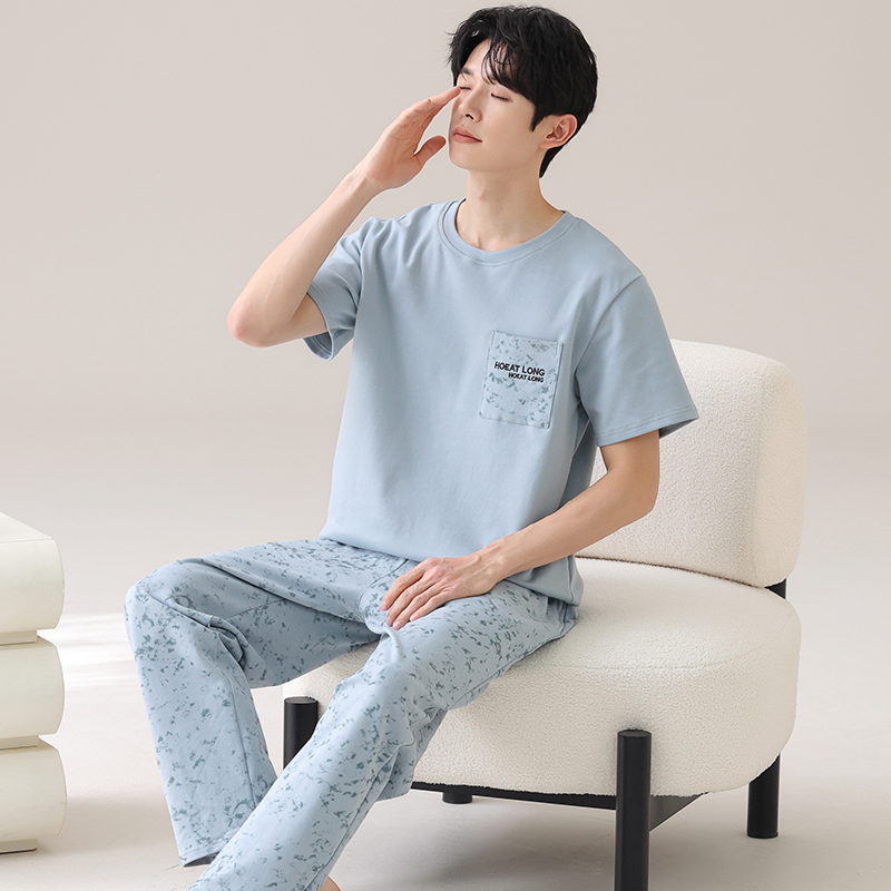 莫代尔短袖睡衣男士夏季特大码家居长裤两件套装230斤250斤5XL6XL