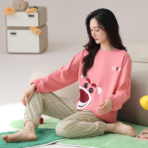 睡衣女士特大码200斤秋冬季长袖纯棉宽松家居服两件套220斤5XL6XL