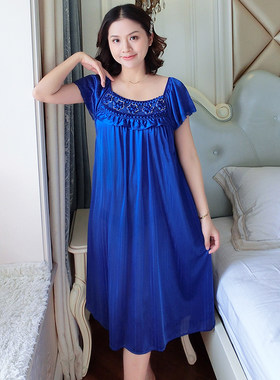 超大码加肥5XXXXXL号女士200斤以上睡裙夏季短袖睡衣冰丝裙子6XL