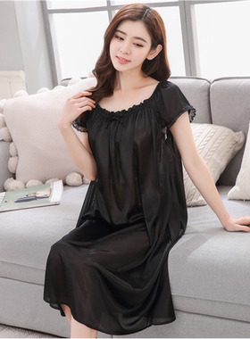 胖MM夏季性感蕾丝睡裙胖MM加肥大码连衣冰丝睡衣群200斤连衣裙5XL