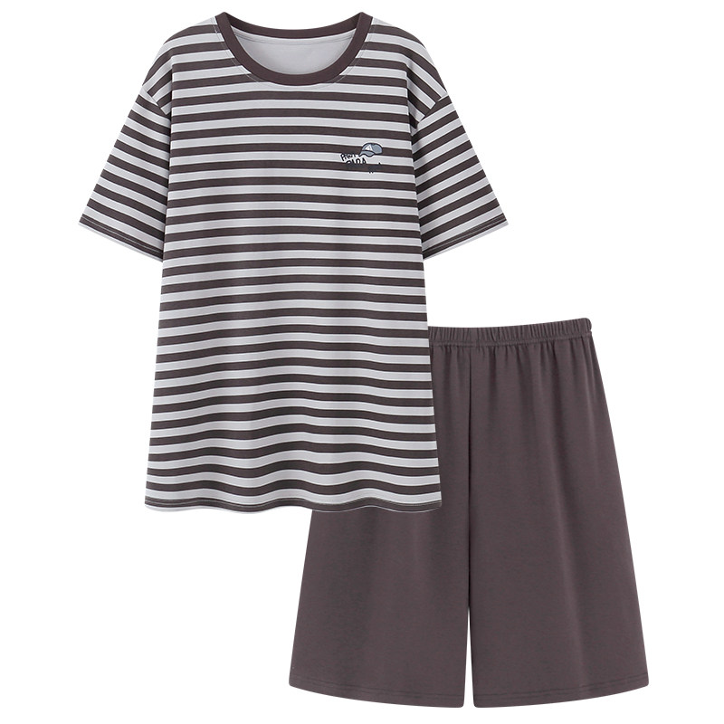 睡衣男夏季短袖短裤莫代尔棉冰凉加肥加大码夏天230斤5XL260斤6XL