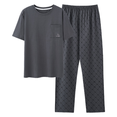男士睡衣夏季纯棉短袖长裤男款套装家居服特大码200斤240斤5XL6XL