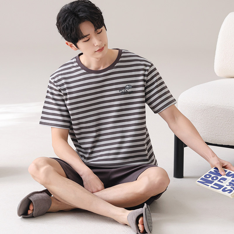 特加大码短袖短裤200斤胖子夏季莫代尔棉男士睡衣加肥250斤5XL6XL