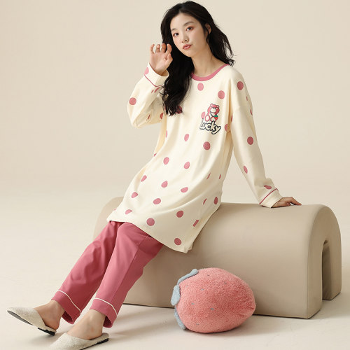 特大码睡衣女长袖纯棉春秋季胖MM200斤女士全棉240斤中长款5XL6XL