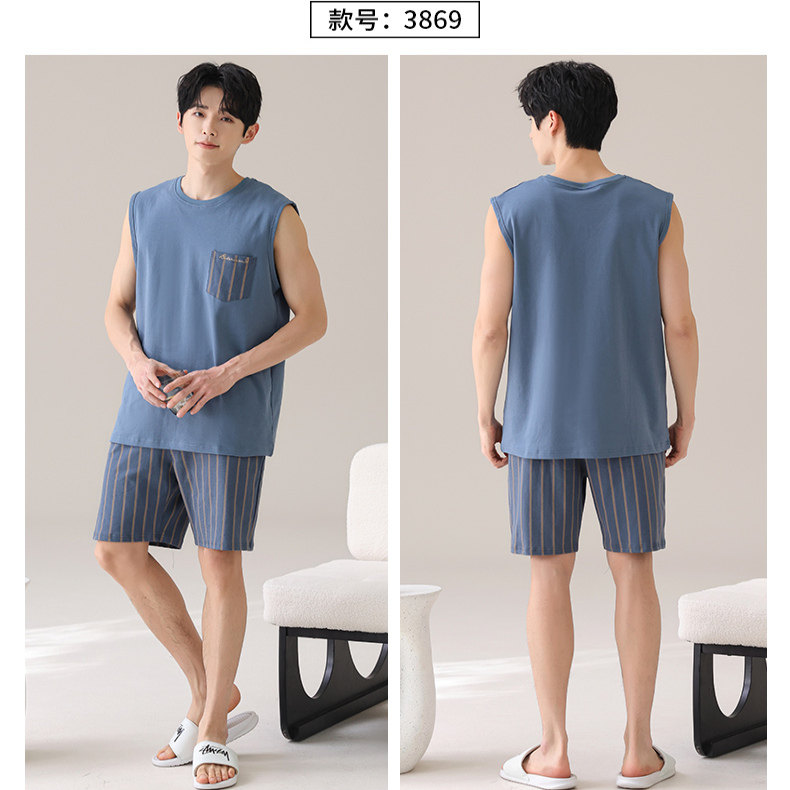 6XL莫代尔背心男夏短袖睡衣无袖加肥加大码230斤260斤肥佬套装5XL