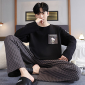 240斤5XL6XL家居服套装 纯棉男款 加大码 200斤男士 睡衣春秋冬季 长袖