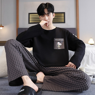 睡衣春秋冬季 240斤5XL6XL家居服套装 长袖 200斤男士 加大码 纯棉男款