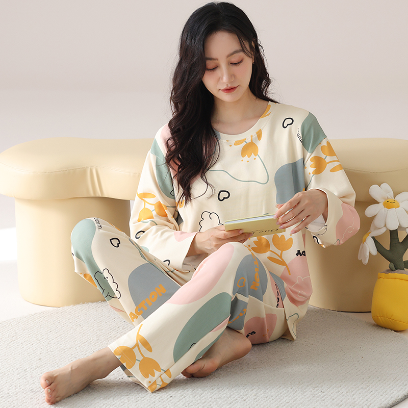 特大码睡衣女士长袖纯棉200斤加肥加大号两件套装家居服220斤5XL