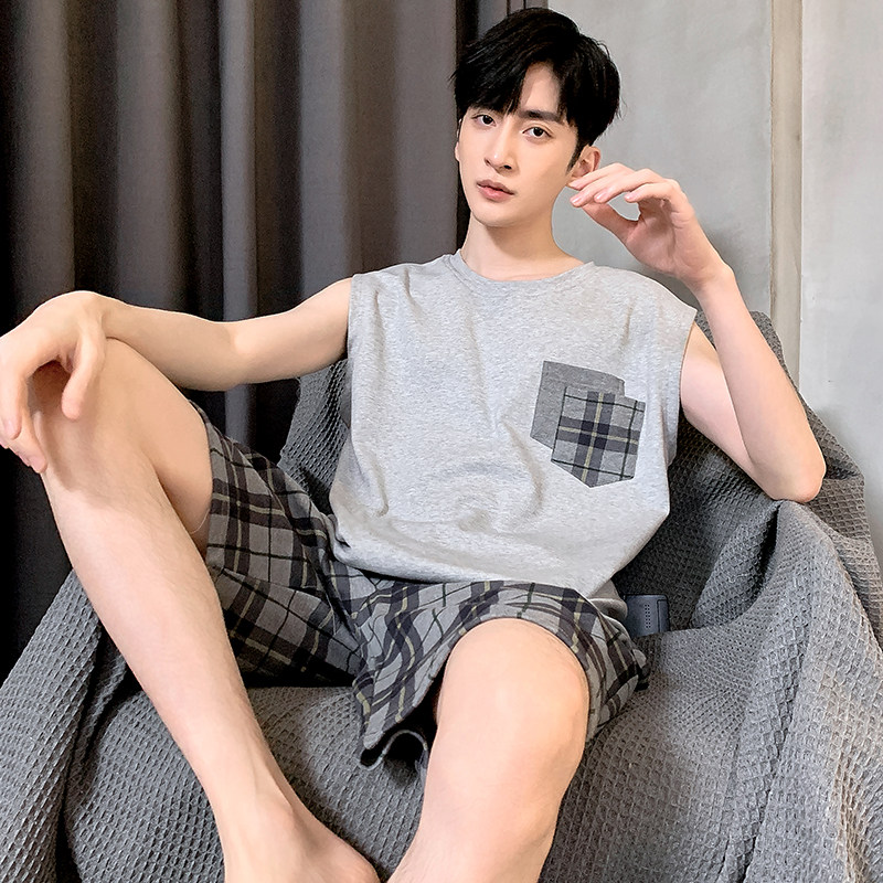 可外穿睡衣男夏季纯棉短袖短裤特大码家居服220斤5XL250斤6XL套装