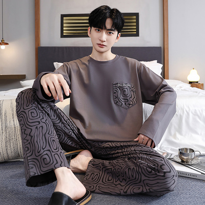 5XL超大码纯棉长袖睡衣男士秋冬胖GG加肥加大码200斤套装240斤6XL