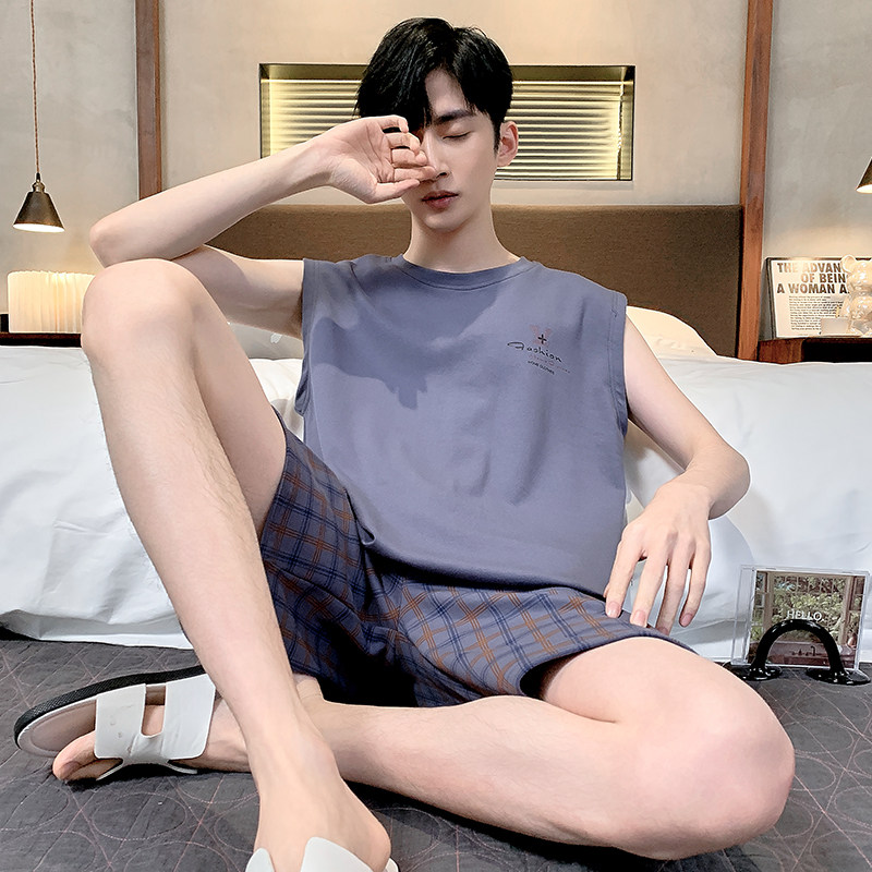 夏季加大码睡衣男纯棉宽松套头短袖背心短裤特大号200斤240斤6XL