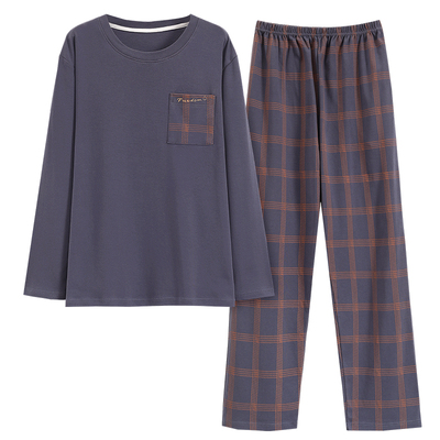 胖子睡衣男士特大码秋冬纯棉家居服宽松加肥加大250斤5XL6XL套装