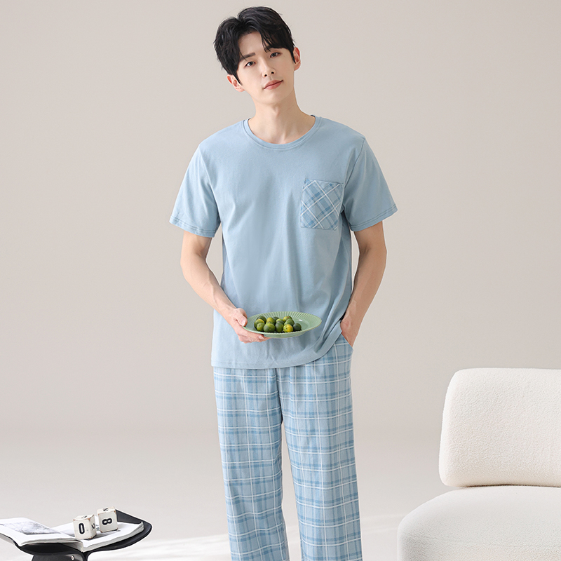 莫代尔棉睡衣男夏季薄款短袖长裤家居服两件套装230斤250斤5XL6XL