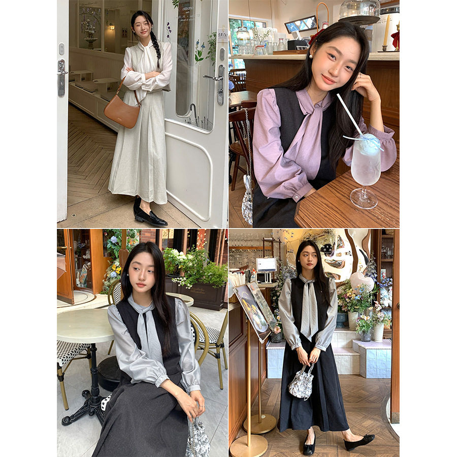 yesyellow法式马甲背心半身裙套装女2024冬季修身显瘦两件套女