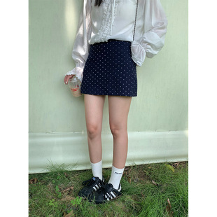 yesyellow韩版服饰复古波点A字半身裙短款小个子高腰一步裙520737