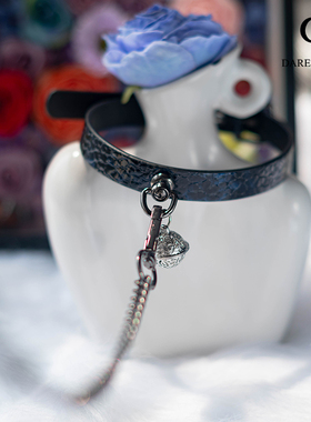 【DTL】蓝黑仿蛇纹男女m项圈K9可刻字通讯录choker牵引狗链