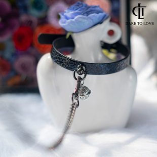 【DTL】蓝黑仿蛇纹男女m项圈K9可刻字通讯录choker牵引狗链